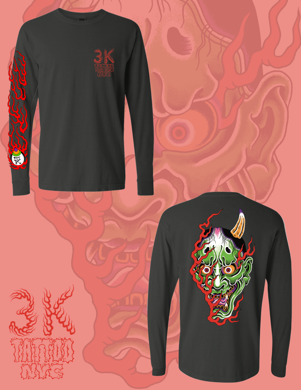 Long Sleeve Fire Hannya Tee